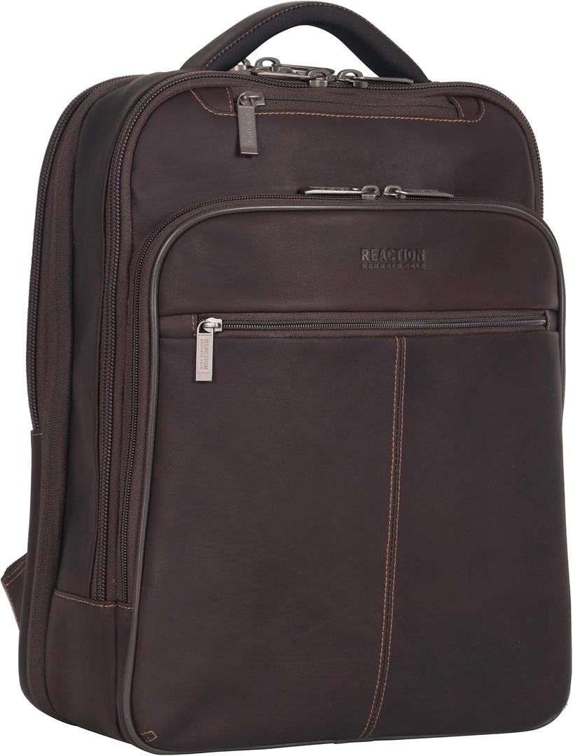 Kenneth Cole REACTION Colombian Leather 16" Manhattan Slim Laptop Travel Backpack