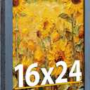 16x24 Poster Frame, Vintage 16 x 24 Picture Frame Plexiglass Glass for Wall Display, Rustic 16x24 Photo Picture Frame, Antique Blue Collage Gallery Wall Picture Frames, Widen Border