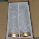 NUPTIO Gold Taper Candle Holders: 2 Pcs Hurricane Metal Candlestick Holder Stand with 11.81 inch Tall Clear Glass Open Ended Cylinder Covers for Tapered Candles Wedding Party Centerpieces for Tables