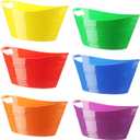 Patelai 6 Pcs Ice Buckets Bulk, Plastic Ice Buckets with Handles, Oval Storage Tub, Large Capacity Ice Drink Tub for Party Bar Wine Beer Champagne Beverage Bottle Cooler(4.5 Liter,Multicolor)