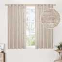 BGment Linen Curtains 48 Inch Length 2 Panels, Rod Pocket and Back Tab Light Filtering Textured Window Drapes for Bedroom Living Room Bathroom, Natural,42 Inch Wide Each Panel