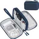 FYY Electronic Organizer, Travel Cable Organizer Bag Pouch Electronic Accessories Carry Case Portable Waterproof Double Layers Storage Bag for Cable, Cord, Charger, Phone, Earphone, Medium Size, Navy
