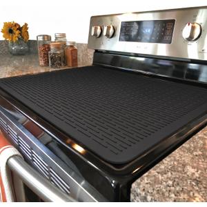 YUHFERA Stove Top Cover for Electric Stove - Silicone Stove Mat for Glass Top, Glass Cooktop Protector, XL Dish Drying Mats For Kitchen,Oven Covers for Electric Stove (Black,28 x 20)