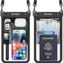 Large Waterproof Phone Pouch Bag - 2 Pack Waterproof Phone Case for iPhone 17 16 15 14 Pro Max Galaxy S25 S24 Ultra, IPX8 Cellphone Water Protector Pouch Beach Essentials Travel Must Haves