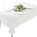 Craft And Party Rectangle Tablecloth, 60 x 102 Inch White Tablecloth, 6ft Rectangle Table Cloth, Polyester Fabric Washable Tablecloth for Home, Party, Wedding or Restaurant Use. 10 Pack
