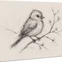 Framed Vintage Bird Wall Art Neutral Antique Line Picture Minimalist Animal Sketch Print Rustic Farmhouse Beige Decor for Living Room Bedroom 12x16 inch Ready to Hang