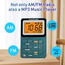 Portable Radio AM FM, Rechargeable Pocket Speaker with Best Reception Digital Tuning, MP3, Stereo Earphone, Large LCD Screen, TF Card Socket, Transistor Radio for Jogging/Gym/Camping…