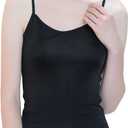 METWAY Womens Silk Camisole/Spaghetti Strap Mulberry Silk Cami Tops/Stretchable Real Knit Silk Tank Undershirt for Layerling (Black) XS