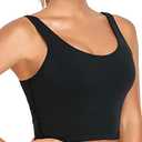 Oalka Sports Bra Womens Longline Padded Crop Tank Yoga Bras Workout Fitness Top Black M