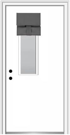 YSYY Soft Blackout French Door Curtains for Privacy, Block Out Light and Sunshine.Thermal Insulated Room Darkening, Easy Installed Door Curtains. (Dark Grey, 8"x36")