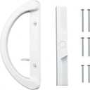 HOME MASTER HARDWARE Patio Sliding Glass Door Handle Set, Non-Keyed Sliding Patio Door Handles Replacement, White Diecast Slider Door Handle Fits 3-15/16 Hole Spacing for Mortise Style,1 Set