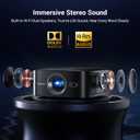 1500 ANSI Official Licensed Google TV Smart Projector, HAPPRUN 4K Full HD Home Theater with Auto Focus, Dolby Sound, Wi-Fi Bluetooth, Built-in Apps, Compatible with Phone & PC, Indoor & Outdoor Use
