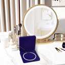 FINGERINSPIRE Velvet Pearl Necklace Storage Gift Box 7.48x7.48x1.6inch Square Velvet Jewelry Gift Box Dark Blue Necklace Gift Display Case Wedding Jewelry Storage Holder for Long Pearl Chain Necklace