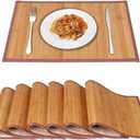 Placemats Set of 6 for Dining Table, Bamboo Place Mats for Kitchen Table Decor, Table Mats Heat Resistant & Non-Slip for Indoor/Outdoor Party, Table Placemats Set of 6 for Dinner Table Yellow