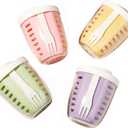 Luiruey Fruit Salad Storage Cup With Lids and Fork, 20 Oz Plastic Airtight Fruit Storage Containers for fridge with BPA-Free, Leak-Proof, Reusable for Office,Party,Travel. (pink+green+yellow+purple)