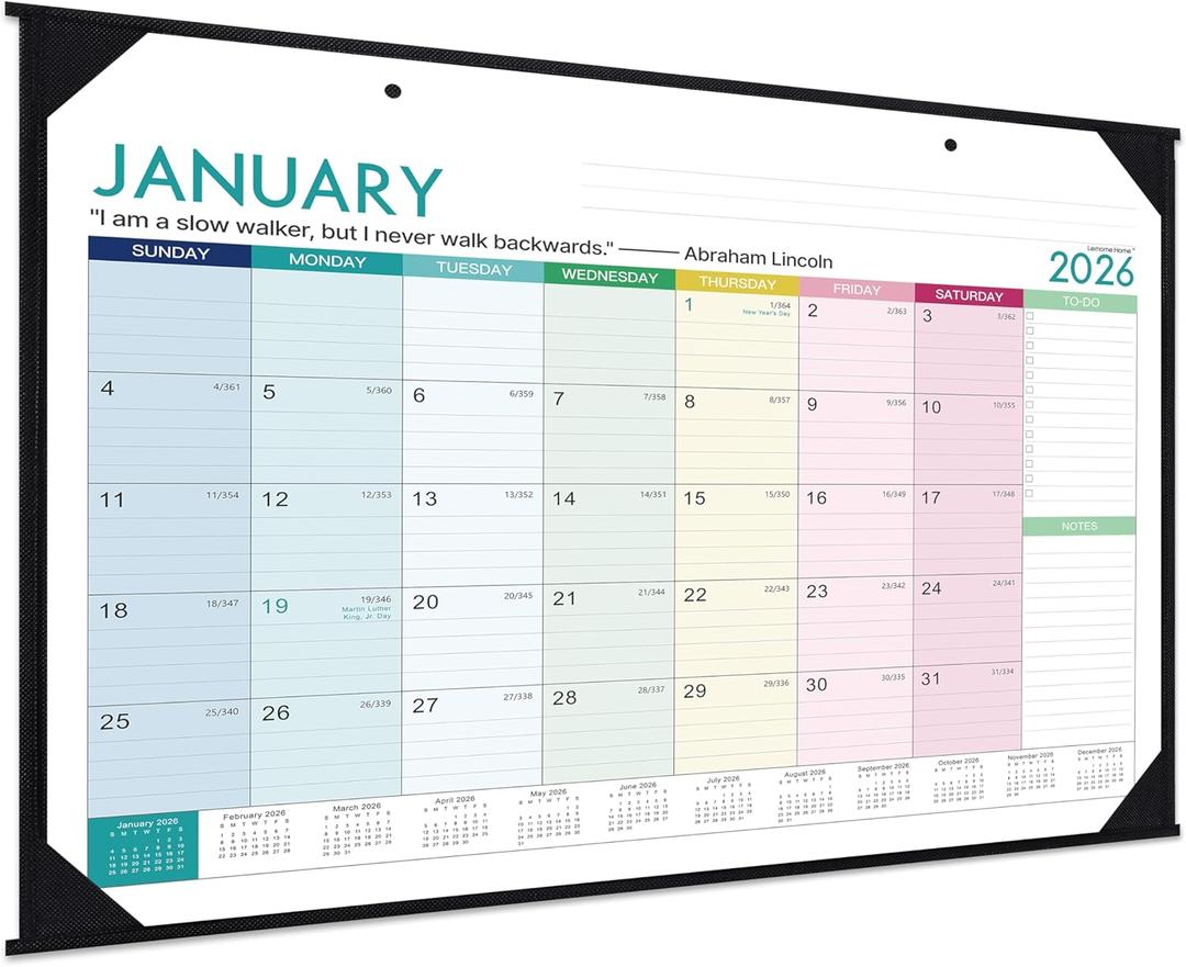 Desk Calendar 2026-12 Monthly Large Desk Calendar 2026, 22" x 17", Jan. 2026 - Dec. 2026, Corner Protector, Large Ruled Blocks - Colorful Lump