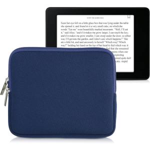 kwmobile Neoprene e-Reader Pouch Size 6,8-7" eReader - Universal eBook Sleeve Case with Zipper - Dark Blue