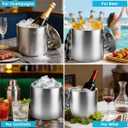ChefBee Stainless Steel Ice Bucket - 3L Double-Wall Insulated Ice Buckets for Parties with Lid & Tongs, Large Champagne Wine Drink Container Holder, Ideal for Freezer Cocktail Home Bar Accessories