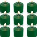 8 Hour Green Votive Candles for Weddings Party Spring and Emergency, Set of 9 Unscented Bulk Candles for Restaurants and Home Decoration (1.25 inch, 9 Pack)