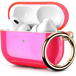 2 x KOREDA Protective Cover for AirPods Pro 2nd Generation/1st Generation, Soft Clear Shockproof and Anti-Fingerprint Case with Keychain for AirPods Pro