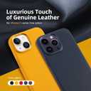 for iPhone 16 Pro Leather Case, Grain Cowhide Genuine Leather, Protective Case for iPhone 16 Pro 6.3 inch Compatible with Magsafe, Metal Buttons & Camera Bezel (Yellow)