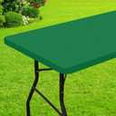 Smiry Rectangle Picnic Table Cloth, Waterproof Elastic Fitted Tablecloths for 5 Foot Tables, Washable Polyester Table Cover for Camping, Indoor and Outdoor (Hunter Green, 30"x60")