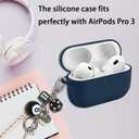Compatible with AirPods Pro 3 Case, Ziseyoru Soft Silicone Protective Cover for AirPods Pro 3 Earbuds with Funny 8 Ball Dice Charm Keychain Accessories for Women Men (Blue)