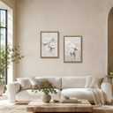 2pcs Framed Neutral Beige Floral Wall Art White Cream Flower Canvas 16x24in