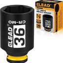 ELEAD 36mm Socket 1/2" Drive Deep Impact Socket, Metric 6 Point 1/2-inch Drive Impact Axle Nut Sockets, CR-MO Nut Socket Set, Oil Filter Sockets, Tools for Easy Removal of Axle Shaft Nuts