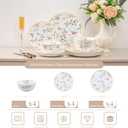 Floral Dinnerware Set for 4, 12-Piece Porcelain Plates and Bowls, Gold Rim