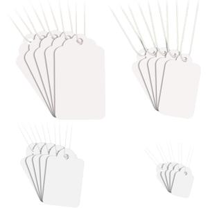 Zonon 1300 Pieces Price Tags with String Marking Strung Blank Paper Tags with Hanging String Writable Display Label for Product Jewelry Clothing, Size Combination(White)