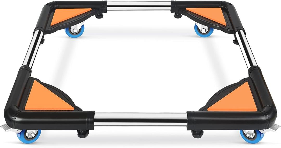 SPACECARE Mini Fridge Stand Mobile Roller, Adjustable Furniture Dolly with 4 Locking Wheels, Heavy Duty Washing Machine Base, Universal Appliance Pedestal for Dryer and Refrigerator- Black