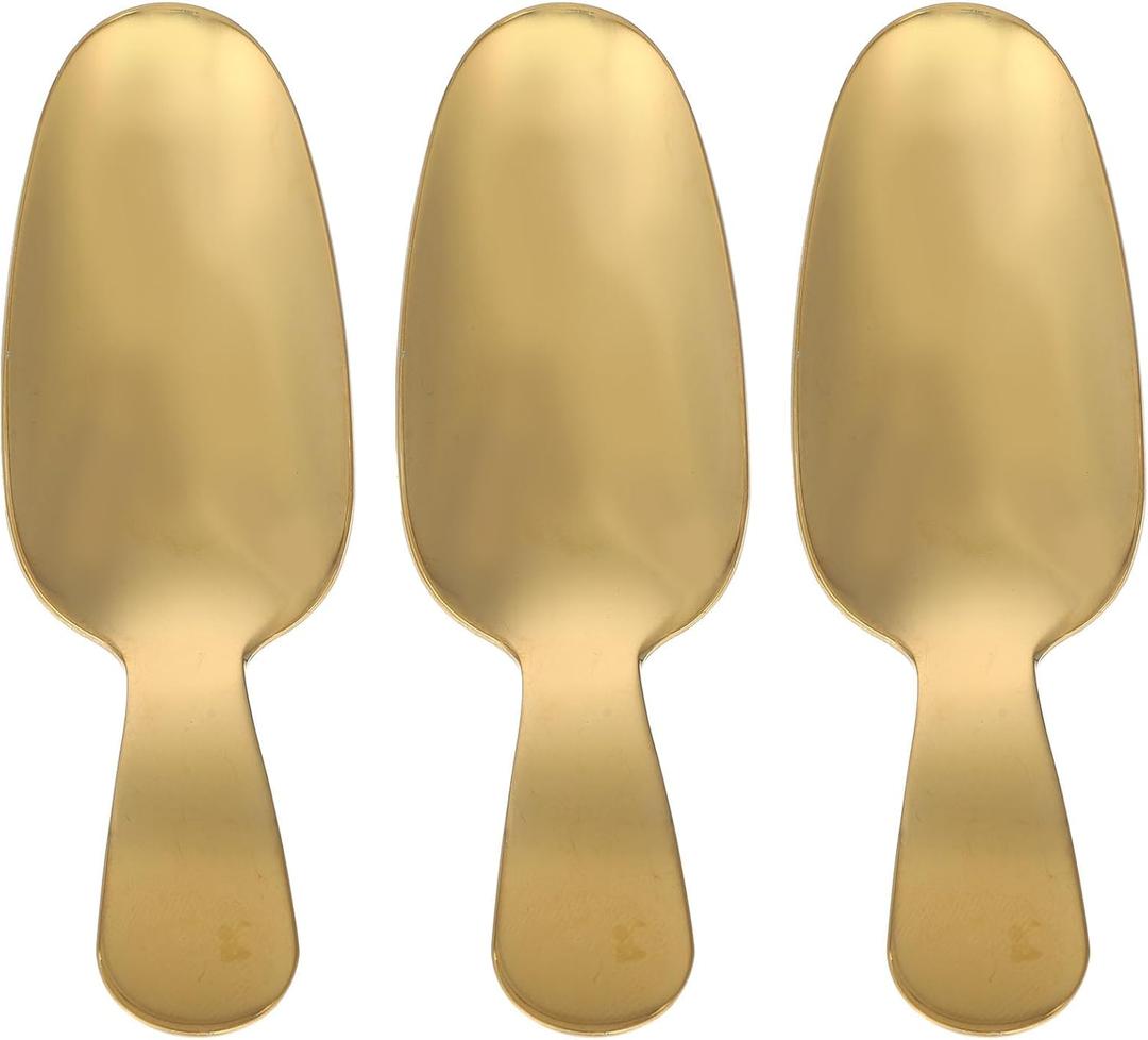 Operitacx Short Handle Dessert Spoon Stainless Steel Ice Cream Scoop Tea Coffee Sugar Spoon for Party Gathering and Everyday Use