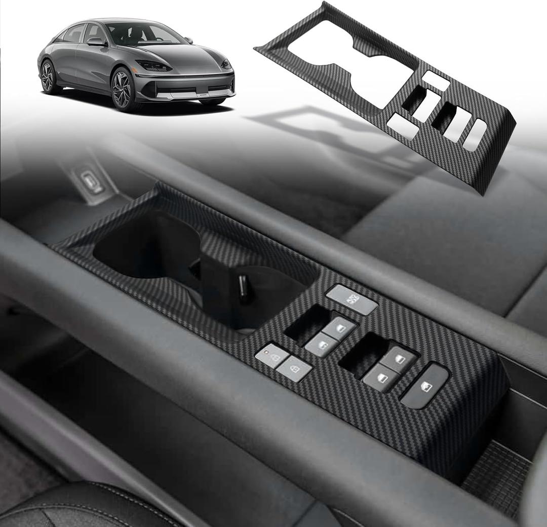BestEvMod for Ioniq6 Center Console Cup Holder Trim CoverCompatible with Hyundai Ioniq 6 SE SEL Limited 2025 2024 2023 Exterior Accessories Panel Decorative Cover Sticker ABS (Matte Carbon Fiber)