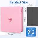 Premium Zip Card Binder 12 Pocket, Fabmaker 912 Pockets Trading Card Binder, PU Zipper Card Collection Album, Sturdy Side-Loading Card Book Holder for Game & Sports Cards, Pink