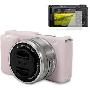 Pocoukate Case for Sony ZV-E10 Vlog Camera, Soft Silicone Protective Cover Skin with ZVE10 Screen Protector Accessories for Sony Alpha ZVE10 / ILCZV-E10L Camera Silicone Case - Jelly-Pink