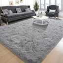 Super Soft Fluffy Rug for Bedroom, Modern Shaggy Rug Fuzzy Kids Rug for Living Room, Plush Indoor Nursery Home Decor Dorm Rug with Non-Slip Bottom, Grey, 4 X 6 Feet
