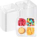 Qeirudu 30 Pack Bento Snack Containers, 4 Compartment Plastic Food Storage Containers with Lids, Disposable Meal Prep Lunch Containers for Office Work Travel