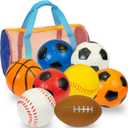 Kiddie Play Soft Foam Balls for Kids 8 Toddler Balls - Soccer, Basketball, Baseball, Football, Tennis with Carry Bag, Indoor Outdoor Sports Toys for Baby