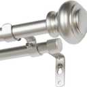 H.VERSAILTEX Elegant Window Treatment Telescoping Double Curtain Rod Set with Classic Cap, 3/4-Inch Diameter, Adjusts from 28 to 48 Inches, Nickel