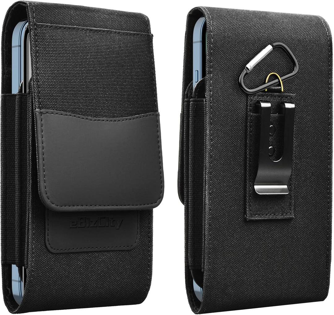 The Phone Protective Holster with Belt Clip is Suitable for iPhone 15/Pro/Max/14/Pro/Max/13/Pro/Max/12/Pro/Max; Samsung Galaxy S21 Ultra, S21 Plus, S20; Nylon Phone Holster (for Two Phones)