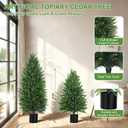 Yangrass 2Pack Artificial Cedar Topiary Trees with Pot,4FT UV-Anti Greenery