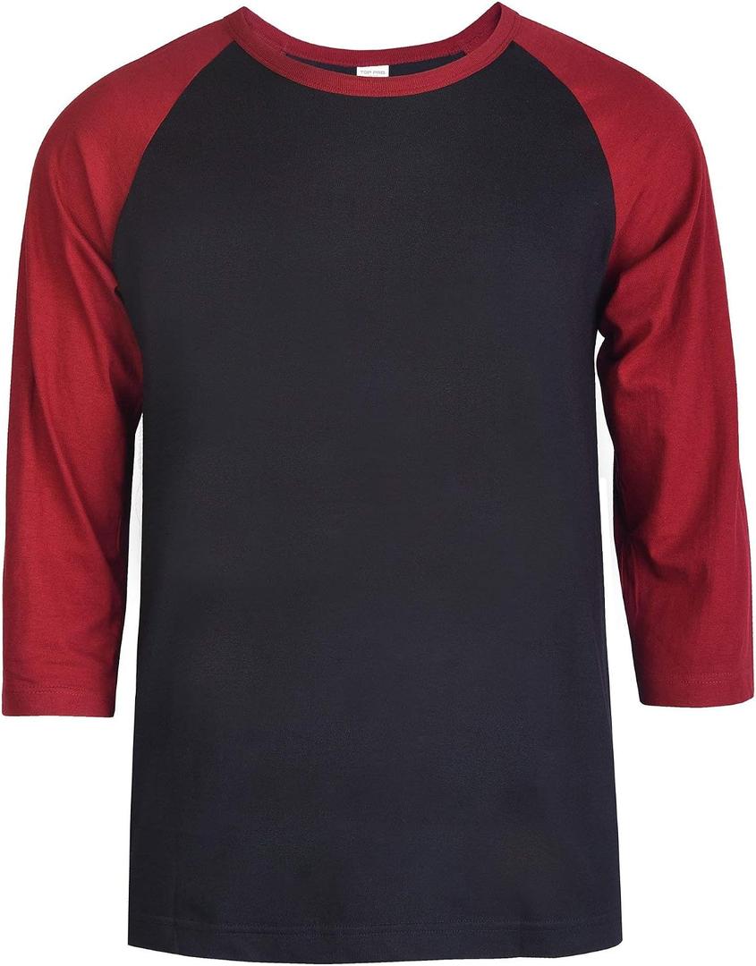 TOP PRO Men's 3/4 Sleeve Casual Raglan Jersey Baseball Tee Shirt, Large