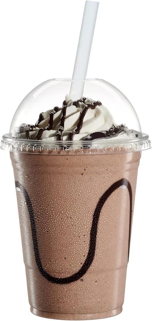GUSTO [16 oz - 100 Count Clear Plastic Cups With Dome Lids - Perfect for Smoothies, Milkshakes, and To-Go Beverages (Formerly Comfy Package)