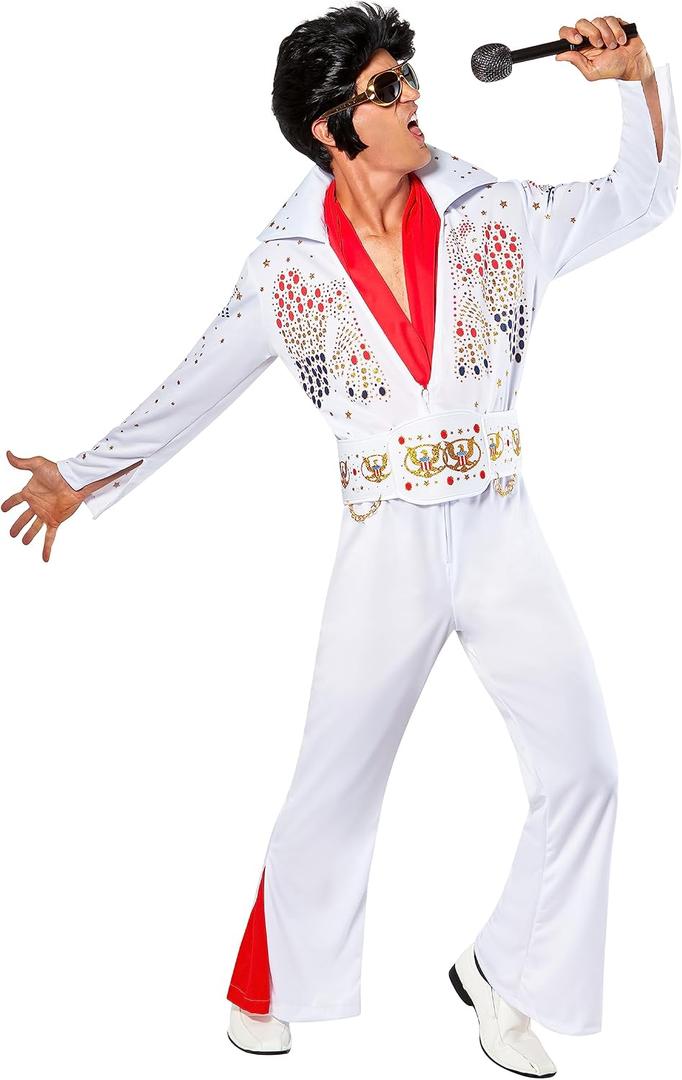 Rubies Elvis Presley: Elvis Presley Costume for Adults, Men's XL (White, M)