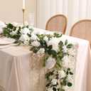 Veryhome Rose Vine Fake Flower Garland Artificial Hanging Rose Ivy Plants 6ft for Wedding Home Party Garden Arrangement Decor Pack of One (White)