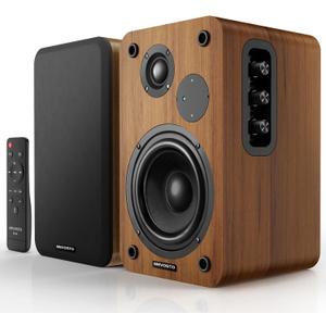 Active Bookshelf Speakers 36W RMS - BT 5.4 Wireless Speaker with 5 Inch Woofer, Silk Dome Tweeter PC Speakers - USB Digital Audio Studio Monitors Bass & Treble Adjust AUX Input for Record Player TV