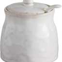 47th & Main Classic Glazed Pottery Style Porcelain Sugar Jar, Small, White