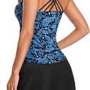 Daci Tankini Swimsuit for Women Tummy Control Bathing Suits with Skirt Two Piece Drawstring Tank Top with Swimdress (Black, M)