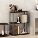 Furinno TURN-N-TUBE Storage Shelves, 3-Tier Book Shelf, Corner Shelf, Toolless Open Shelves, for Organization and Storage, Living Room, Garage, Home Office, Black